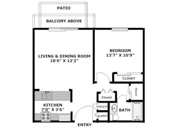  Floor Plan One Bedroom Apartment