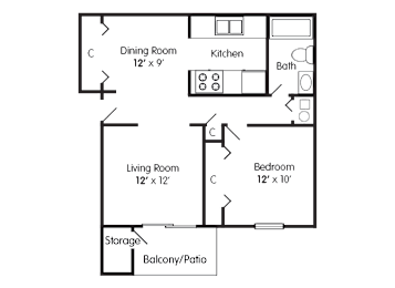  Floor Plan .One Bedroom Apartment