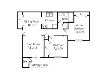  Floor Plan Two Bedroom Apartment