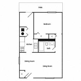  Floor Plan 1 Bedroom Apartment: The Abbey