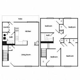  Floor Plan 4 Bedroom Townhome: The Darcy