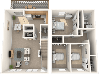  Floor Plan 3 Bedroom Townhome