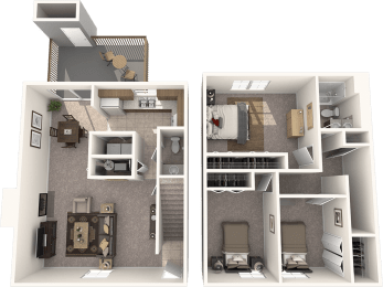  Floor Plan The Roost: Three Bedroom Townhome