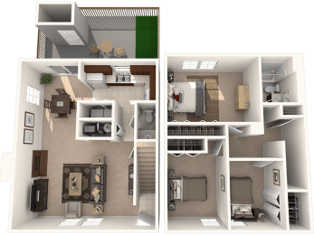  Floor Plan Three Bedroom Townhome