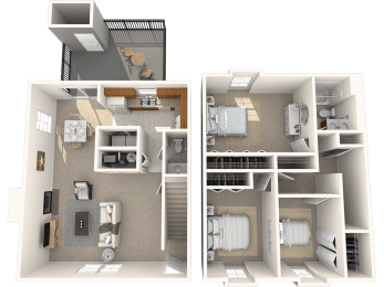  Floor Plan Three Bedroom Townhome