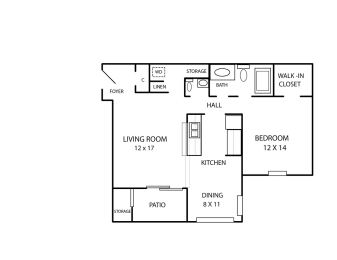  Floor Plan 1 Bedroom Apartment