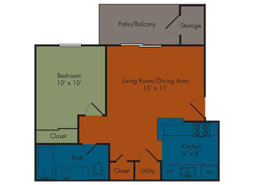  Floor Plan One Bedroom Apartment I