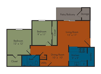  Floor Plan Two Bedroom Apartment I