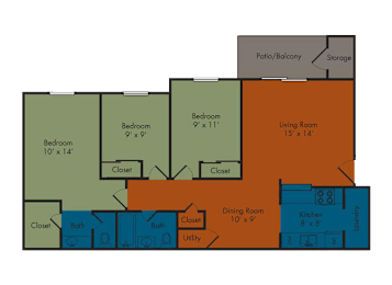  Floor Plan Three Bedroom Apartment I
