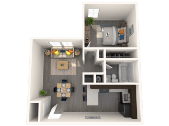 Halcyon One Bedroom Floorplan