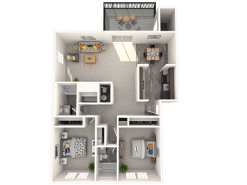  Floor Plan Two Bedroom Two Bath Apartment
