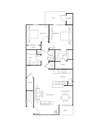 A black and white image of a house floor plan.