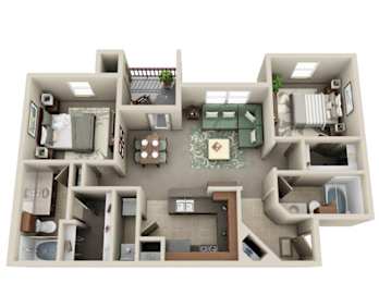  Floor Plan Two Bedroom Two Bath