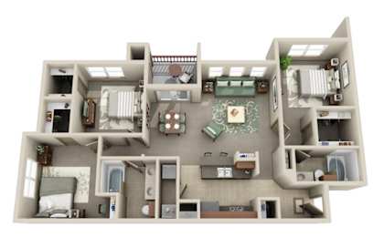  Floor Plan Three Bedroom Two Bath