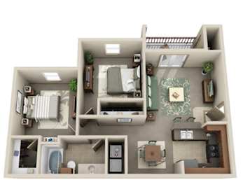  Floor Plan Two Bedroom  One Bath