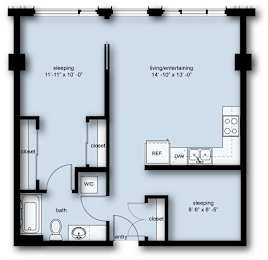 BD1 Floor Plan at Stadium Place, Washington, 98104