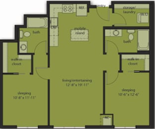  Floor Plan Two Bedroom E9 - Upgraded