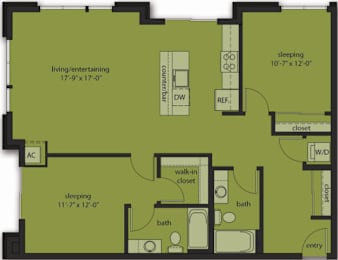  Floor Plan Two Bedroom E1