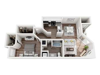 Kingsley Lower floorplan at Heather Ridge Apartments, Westland, MI