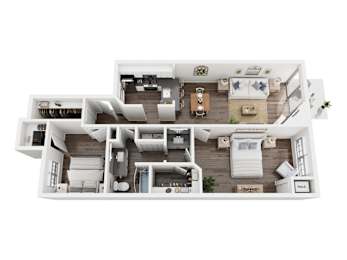 Langley II Lower Floorplan at Hidden Lakes Apartments, Clarkston, MI,