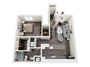 Copenhagen Lower Floorplan at Pine Ridge Apartments, Michigan