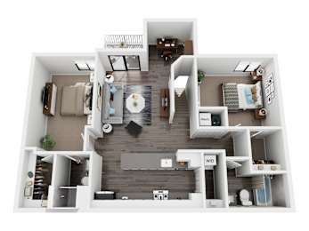 Dover Upper Floorplan at Pine Ridge Apartments, Rochester Hills, 48307