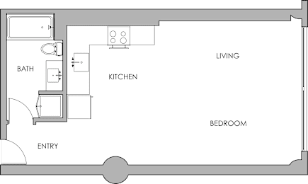 a floor plan of a small house with a bedroom and a living room