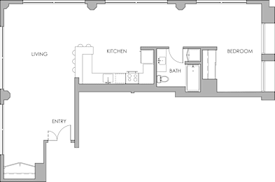 STU1 Studio Floorplan at Garment Lofts Apartments, Los Angeles, California