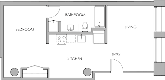 STU4 Studio Floorplan at Garment Lofts Apartments, Los Angeles, CA