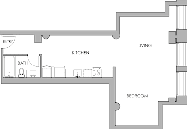 STU5 Studio Floorplan at Garment Lofts Apartments, Los Angeles, 90014