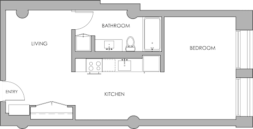 STU2 Studio Floorplan at Garment Lofts Apartments, Los Angeles, California