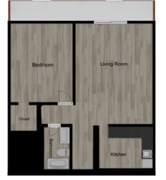 a plan of a living room with a wood floor at Lakeside @ Biscayne Gardens,North Miami, Florida,33181