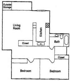  Floor Plan 2 Bedroom 1 Bath