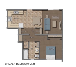  Floor Plan One-Bedroom