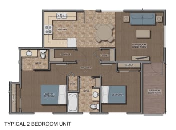  Floor Plan Two-Bedroom
