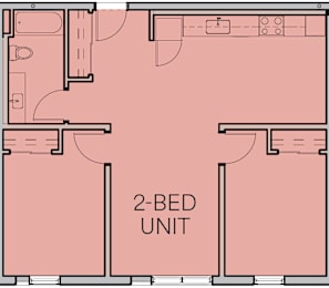 A floor plan of a 2-bedroom unit.