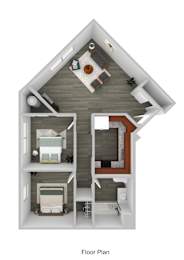 A floor plan of a house with a kitchen, living room, and bedrooms.
