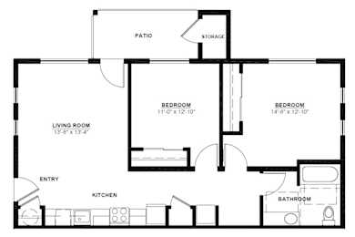 A black and white image of a house floor plan.