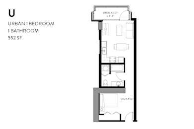  Floor Plan Urban One-Bedroom