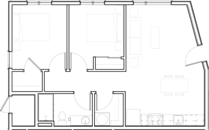  Floor Plan Apt Home - 2x1