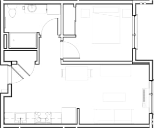  Floor Plan Senior Housing - 1x1