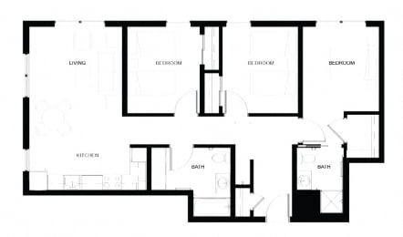 the floor plan of the apartment with the layout of the rooms