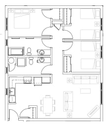 a floor plan of a house with a courtyard