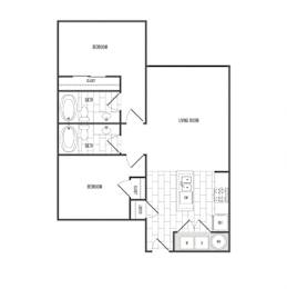 A black and white image of a floor plan for a home.