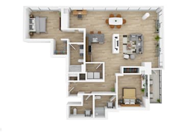 a floor plan of a house with a bedroom and a living room
