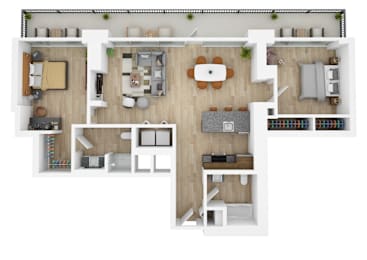 a floor plan of a house with a bedroom and a living room