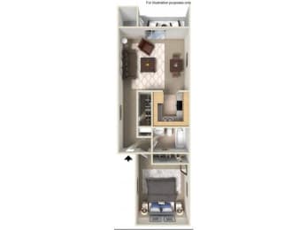 Oak Creek 1Bedroom_Floor Plan