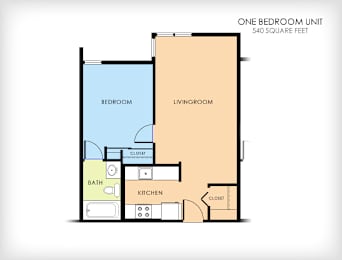  Floor Plan One-Bedroom