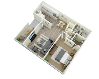 1 bedroom floor plan at Rock Creek Apartments in Cordova