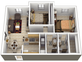 Tallman Pines I and II 2x2 apartment floor plan